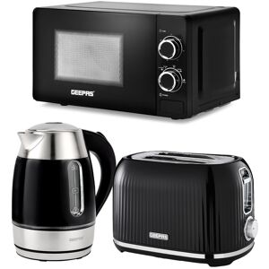 Geepas 3-Piece Kitchen Set 1.7L Kettle 2 Slice Toaster and 20L Microwave Black 2 - Slice Geepas 3-Piece Kitchen Set 1.7L Kettle 2 Slice Toaster and 20L Microwave Black 2 - Slice