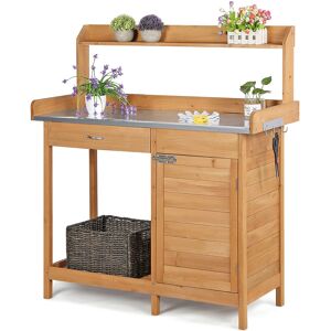 Yaheetech Garden Wood Potting Bench 100% Fir Wood Light Brown 125cm H X 112cm W X 46.5cm D Yaheetech Garden Wood Potting Bench 100% Fir Wood Light Brown 125cm H X 112cm W X 46.5cm D
