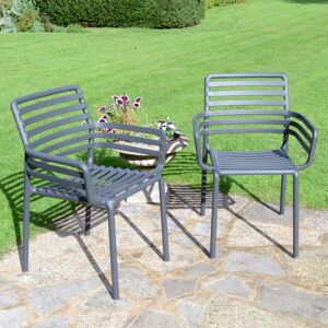 Dakota Fields Doga Nardi Garden Stacking Chairs Anthracite 83.5cm H X 60cm W X 56.5cm D Dakota Fields Doga Nardi Garden Stacking Chairs Anthracite 83.5cm H X 60cm W X 56.5cm D