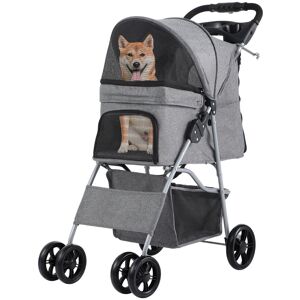 Balconera Foldable Pet Stroller With Storage Basket & Cup Holder For Small To Medium Dogs Grey 99.5cm H X 86cm W X 46cm D Balconera Foldable Pet Stroller With Storage Basket & Cup Holder For Small To Medium Dogs Grey 99.5cm H X 86cm W X 46cm D