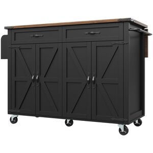 August Grove Kitchen Island With 4 Doors And 2 Drawers Black 90cm H X 140cm W X 45cm D August Grove Kitchen Island With 4 Doors And 2 Drawers Black 90cm H X 140cm W X 45cm D