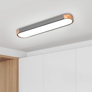 Metro Erby 1-Light 95 cm Minimalist Modern Dimmable LED Flush Mount Rectangle Long Oval Ceiling Light Gray/Wood 95cm W X 14cm D Metro Erby 1-Light 95 cm Minimalist Modern Dimmable LED Flush Mount Rectangle Long Oval Ceiling Light Gray/Wood 95cm W X 14cm D
