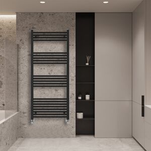 Rebrilliant Wiest Straight Heated Towel Rail Radiator Bathroom Ladder Warmer Black 140cm H x 60cm W x 3cm D Rebrilliant Wiest Straight Heated Towel Rail Radiator Bathroom Ladder Warmer Black 140cm H x 60cm W x 3cm D