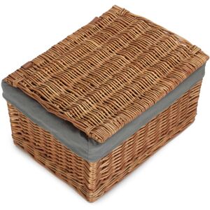 Highland Dunes Wicker Large Lined Storage Hamper Basket Double Steamed/Grey Lining Highland Dunes Wicker Large Lined Storage Hamper Basket Double Steamed/Grey Lining