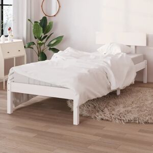 Ebern Designs Bed Frame Solid Wood white 75 x 190cm Ebern Designs Bed Frame Solid Wood white 75 x 190cm