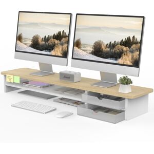 Rio Manufactured Wood Monitor Stand Beige 14cm H X 108cm W X 23.5cm D Rio Manufactured Wood Monitor Stand Beige 14cm H X 108cm W X 23.5cm D