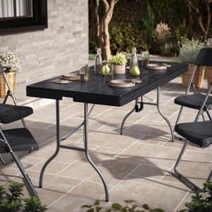ClassicLiving 5ft Black Rattan Design Folding Table Natural 73cm H X 70.5cm L X 70.5cm D ClassicLiving 5ft Black Rattan Design Folding Table Natural 73cm H X 70.5cm L X 70.5cm D