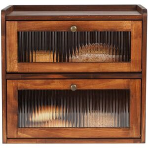 Lark Manor Double-Decker Wooden Bread Bin – Vintage Front-Opening Storage for Homemade Bread, Keeps Fresh. Brown Lark Manor Double-Decker Wooden Bread Bin – Vintage Front-Opening Storage for Homemade Bread, Keeps Fresh. Brown