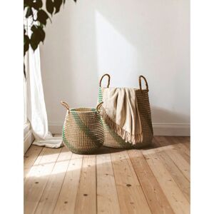 17 Stories Aleiya Seagrass 2 Piece Basket Set White;Green;Light Brown 17 Stories Aleiya Seagrass 2 Piece Basket Set White;Green;Light Brown