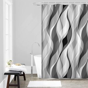 East Urban Home Brown Pack of 1 72"W x 72"L Modern Abstract Black and Grey Striped Shower Curtain Set with Hooks Grey 182.88cm H x 182.88cm W East Urban Home Brown Pack of 1 72"W x 72"L Modern Abstract Black and Grey Striped Shower Curtain Set with Hooks Grey 182.88cm H x 182.88cm W