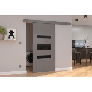 17 Stories Lize Sliding Door White and Black Grey 205cm H x 86cm W x 1.6cm D 17 Stories Lize Sliding Door White and Black Grey 205cm H x 86cm W x 1.6cm D