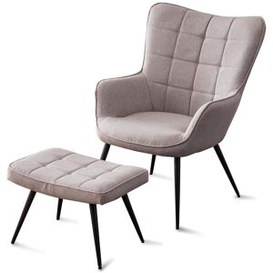 Hykkon Pippin Lounge Chair and Footstool Light Grey 97cm H X 71cm W X 81cm D Hykkon Pippin Lounge Chair and Footstool Light Grey 97cm H X 71cm W X 81cm D