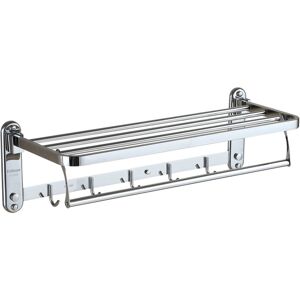 Eridanus Wall-Hung Towel Rack with Hooks and Shelf - Chrome (60 cm) Chrome;Polished Chrome 19cm H X 60cm L X 24cm D Eridanus Wall-Hung Towel Rack with Hooks and Shelf - Chrome (60 cm) Chrome;Polished Chrome 19cm H X 60cm L X 24cm D