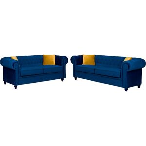 Mercer41 Frances Theres 3+2 Chesterfield Sofa Set Marine 2 Mercer41 Frances Theres 3+2 Chesterfield Sofa Set Marine 2