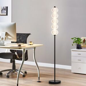 Metro Modern LED Floor Lamp, Black Finish With 5 Globes Shades, Foot Switch For Dimmable And Colour Changing (3000K-6500K) Black 160cm H X 25.4cm W X 25.4cm D Metro Modern LED Floor Lamp, Black Finish With 5 Globes Shades, Foot Switch For Dimmable And Colour Changing (3000K-6500K) Black 160cm H X 25.4cm W X 25.4cm D