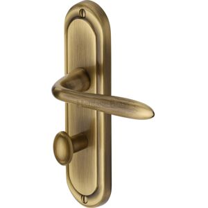 Heritage Brass Heritage Door Handle for Bathroom Henley Design Antique Brass 18.9cm H X 4.8cm W Heritage Brass Heritage Door Handle for Bathroom Henley Design Antique Brass 18.9cm H X 4.8cm W