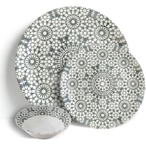 Peacock Supplies 18 Piece Dinnerware Set, Service for 6 Grey 18 Peacock Supplies 18 Piece Dinnerware Set, Service for 6 Grey 18