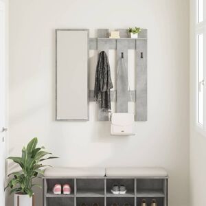 Brayden Studio Wall-Mounted Coat Rack With Mirror 100 X 10 X 100 Cm Concrete Grey 100cm H X 100cm W X 10cm D Brayden Studio Wall-Mounted Coat Rack With Mirror 100 X 10 X 100 Cm Concrete Grey 100cm H X 100cm W X 10cm D