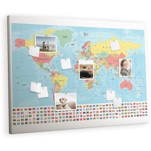 East Urban Home Maziko Wall Mounted Cork Board with Print Pin Boards for Office Bulletin Geography World Map Multicolour 100cm H X 140cm W X 2.5cm D East Urban Home Maziko Wall Mounted Cork Board with Print Pin Boards for Office Bulletin Geography World Map Multicolour 100cm H X 140cm W X 2.5cm D