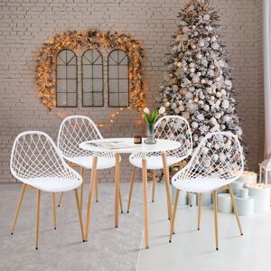 Fjørde & Co Emila 4 - Person Dining Set White/Brown/White 4 Fjørde & Co Emila 4 - Person Dining Set White/Brown/White 4