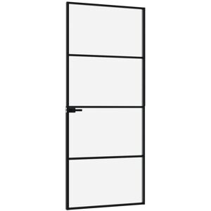 Latitude Run Lorilie Metal Internal Door Black;Clear;Black and transparent 76cm W x 201.5cm L Latitude Run Lorilie Metal Internal Door Black;Clear;Black and transparent 76cm W x 201.5cm L