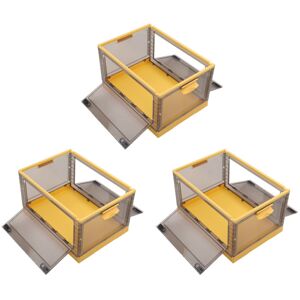 Rebrilliant 3PCS tea yellow plastic folding storage box yellow Rebrilliant 3PCS tea yellow plastic folding storage box yellow