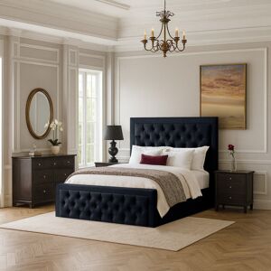 Mercer41 Lillias Velvet Ottoman Bed Black 120 x 190 cm Mercer41 Lillias Velvet Ottoman Bed Black 120 x 190 cm