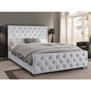 Mercer41 Carlos Upholstered Bed Frame White Double (4'6) Mercer41 Carlos Upholstered Bed Frame White Double (4'6)