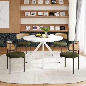 17 Stories Allissia 4 - Person Dining Set White/White/Green 4 17 Stories Allissia 4 - Person Dining Set White/White/Green 4