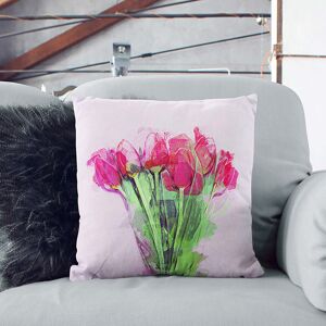 East Urban Home A Bunch of Pink Tulips in Abstract Cushion with Filling 55 x 55 cm East Urban Home A Bunch of Pink Tulips in Abstract Cushion with Filling 55 x 55 cm