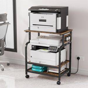 Brayden Studio 63.5Cm Three-Tier Rolling Printer Stand With Socket Brown 63.5cm H X 55.8cm W X 37.8cm D Brayden Studio 63.5Cm Three-Tier Rolling Printer Stand With Socket Brown 63.5cm H X 55.8cm W X 37.8cm D