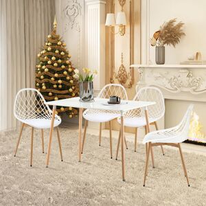 Fjørde & Co Anakin 4 - Person Dining Set White/Brown 4 Fjørde & Co Anakin 4 - Person Dining Set White/Brown 4