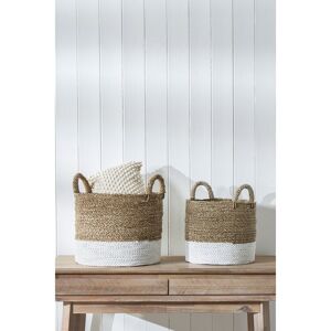 Beachcrest Home Hand Woven Wicker Laundry Hamper with Handles Brown/White 33cm H X 38cm W X 38cm D Beachcrest Home Hand Woven Wicker Laundry Hamper with Handles Brown/White 33cm H X 38cm W X 38cm D