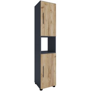 17 Stories Sharese Freestanding Bathroom Cabinet Natural/Black 160cm H X 31cm W X 30cm D 17 Stories Sharese Freestanding Bathroom Cabinet Natural/Black 160cm H X 31cm W X 30cm D