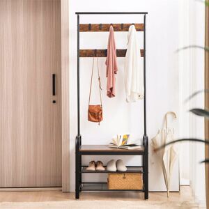 Rio Aaditri Steel 9 - Hook Freestanding Coat Stand Storage Brown/Black 185cm H X 72.5cm W X 35cm D Rio Aaditri Steel 9 - Hook Freestanding Coat Stand Storage Brown/Black 185cm H X 72.5cm W X 35cm D