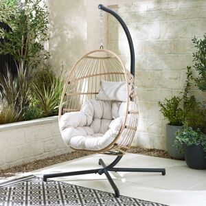 World Menagerie Kouts Cosy Rattan Weave Hanging Egg Chair Garden With Cushion - Contemporary Modern Design Brown 115cm H X 85cm W X 195.58cm L World Menagerie Kouts Cosy Rattan Weave Hanging Egg Chair Garden With Cushion - Contemporary Modern Design Brown 115cm H X 85cm W X 195.58cm L