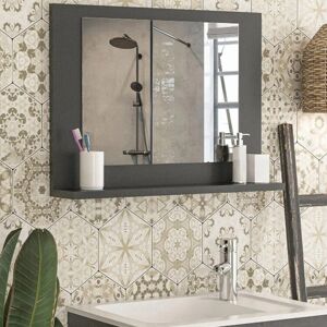 17 Stories Modern Wooden Wall Mounted Bathroom Mirror With Cosmetics Shelf Anthracite 45mm H X 60mm W X 10mm D 17 Stories Modern Wooden Wall Mounted Bathroom Mirror With Cosmetics Shelf Anthracite 45mm H X 60mm W X 10mm D