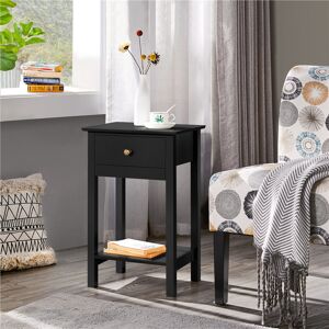 Yaheetech 1 Drawer Bedside Table Black 61cm H X 40cm W X 30cm D Yaheetech 1 Drawer Bedside Table Black 61cm H X 40cm W X 30cm D