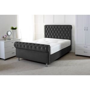 Mercer41 Charity Upholstered Sleigh Bed Black Double (4'6) Mercer41 Charity Upholstered Sleigh Bed Black Double (4'6)