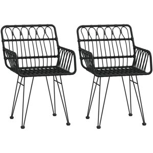 17 Stories Bay Isle Home Garden Chairs 2 Pcs With Armrest Black 56X64x80 Cm PE Rattan Black 80cm H X 64cm W X 64cm D 17 Stories Bay Isle Home Garden Chairs 2 Pcs With Armrest Black 56X64x80 Cm PE Rattan Black 80cm H X 64cm W X 64cm D