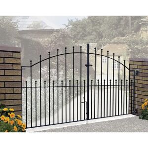 Rosalind Wheeler Begonia Ball Top Arched Metal Driveway Gate 122cm High black 122.0 H x 229.0 W x 1.0 D cm