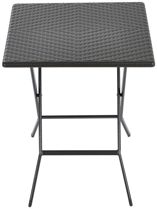 17 Stories Outdoor Faux Rattan Top Black Folding Camping Square Table 74cm H X 61cm L X 61cm D