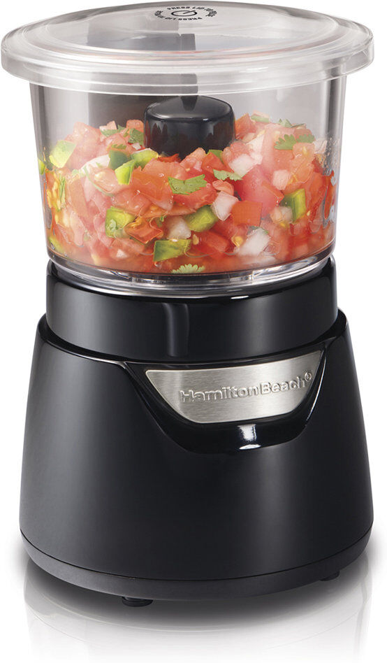 Hamilton Beach Stack & Press 700ml Glass Bowl Chopper Black 21.6cm H X 12.7cm W X 14.2cm D