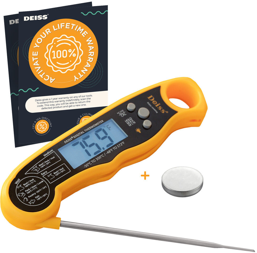 Deiss Pro Ultra Fast Digital Meat & Cooking Waterproof Thermometer with Backlight Display 0.1kg