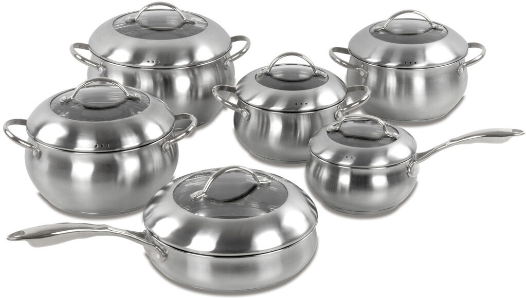 SQ Professional Lustro Apple 12 - Piece Stainless Steel (18/10) Cookware Set Silver 12
