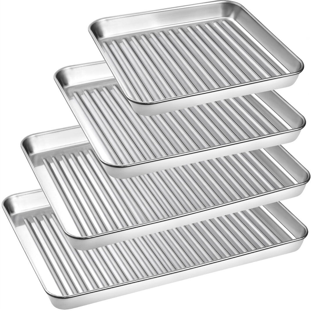 Ebern Designs Osca 4 Piece Non-Stick Stainless Steel Bakeware Set Silver 4