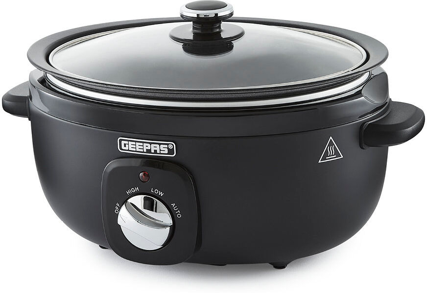 Geepas 6.5 Litre Slow Cooker 3 Temperature Settings Matte Black 6.5 Qt.