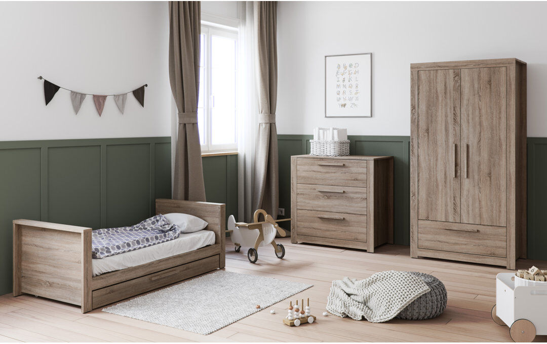 Little Acorns Ellesmere Cot Bed Under Bed Draw - Truffle Oak - 140 x 70cm Truffle Oak Standard