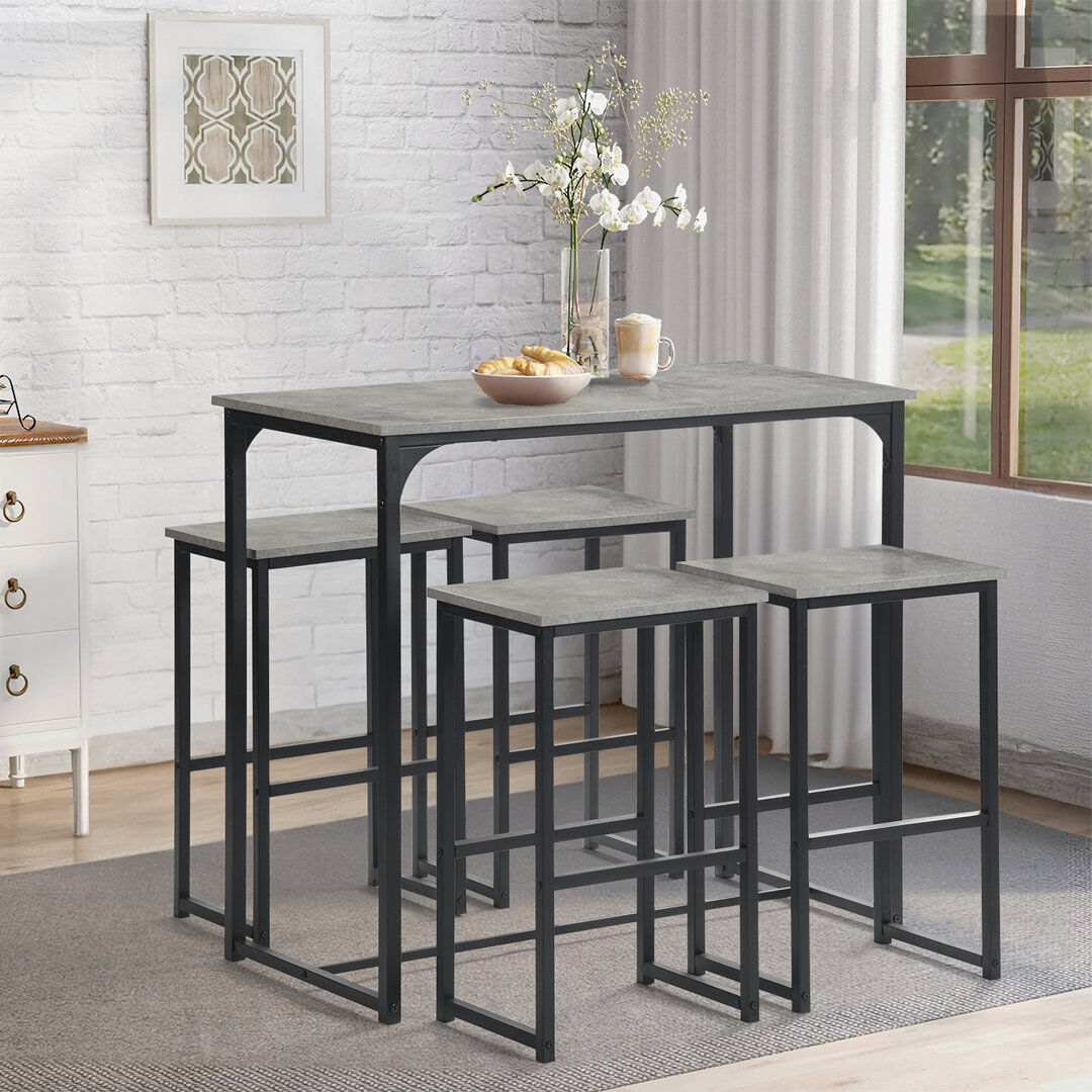 Borough Wharf Acord 4 - Person Counter Height Dining Set Grey/Black 4