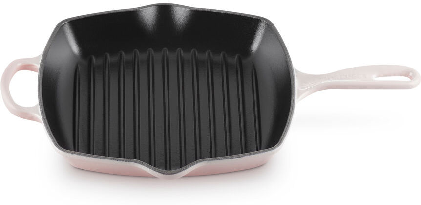 Le Creuset Cast Iron Square Grillit 26cm Shell Pink 26cm L X 29.9cm W X 5.3cm H